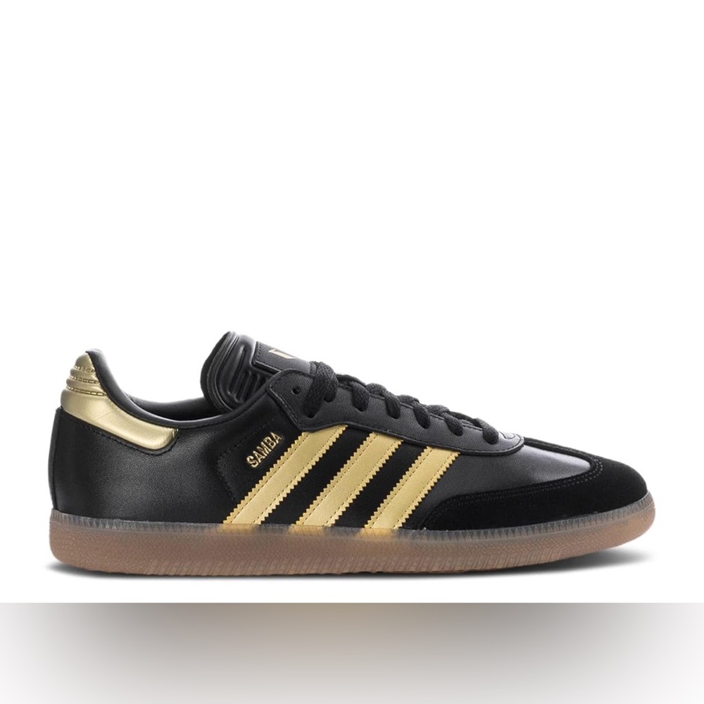 Lionel Messi Adidas Samba Black with Gold Stripes